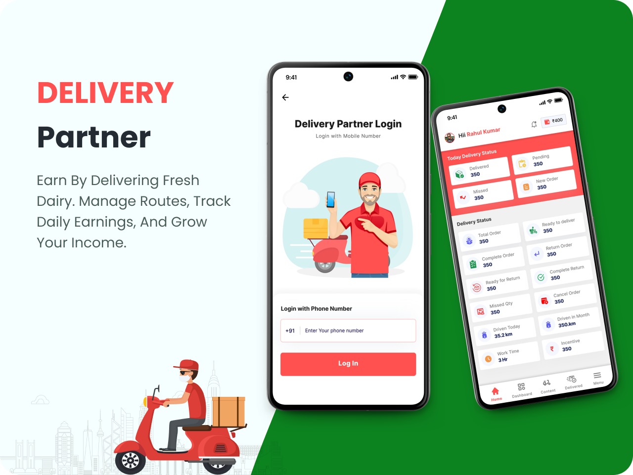 Milk delivery partner app and earnings tracker